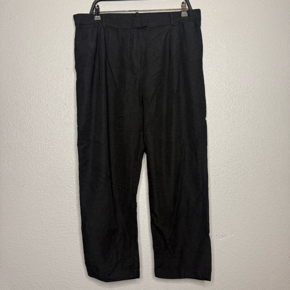 H&M women’s black straight leg linen trousers- 16